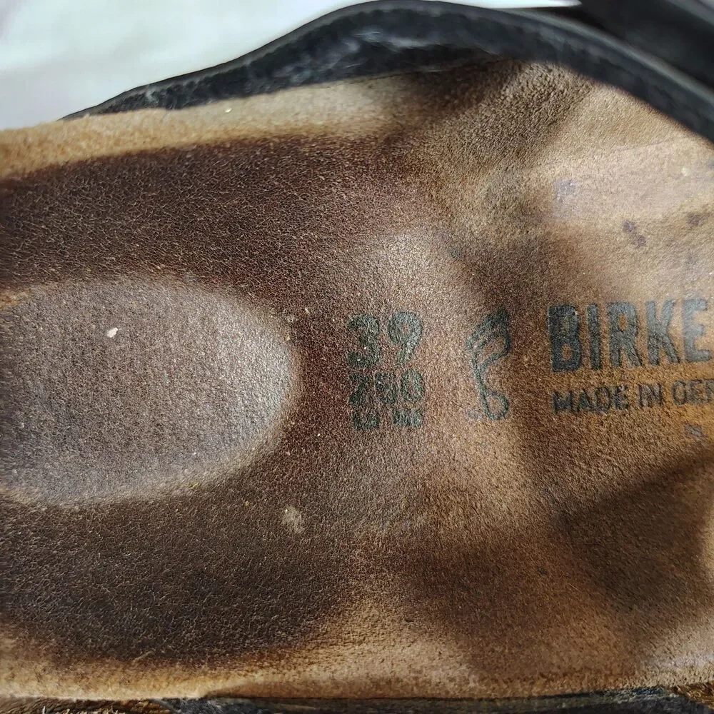 Birkenstock Gizeh Black Leather Sandals Size 39 (US 8–8.5) Cork Footbed Thong - Picture 8 of 8